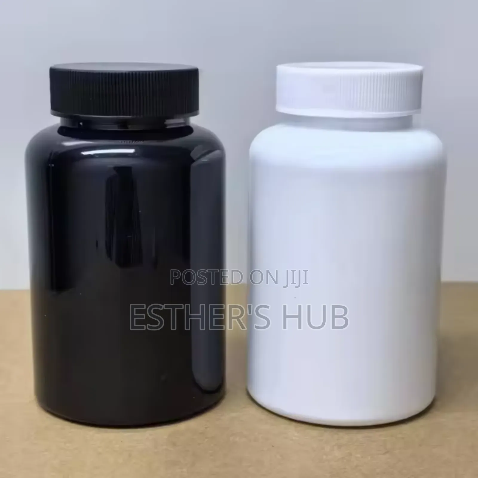 Empty Plastic Pills or Capsules Container White and Black