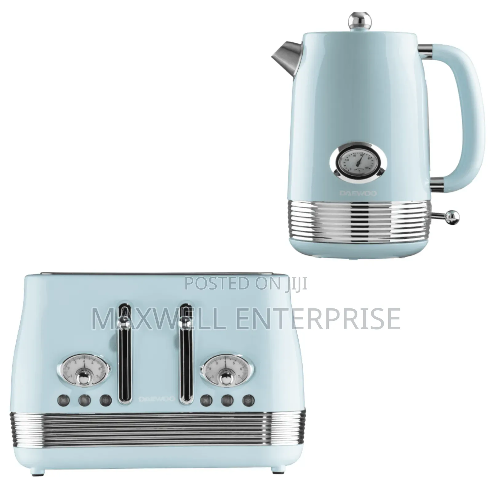 Daewoo Sky Blue Denver Jug Kettle and 4 Slice Toaster