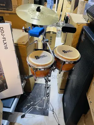 Bongo Drum With Cymbals and Agogo