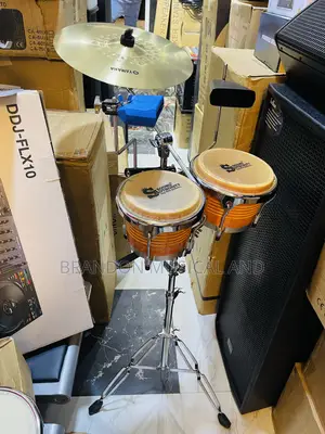 Bongo Drum With Cymbals and Agogo