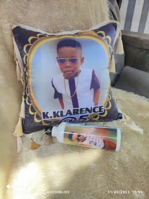 Throw Pillow and Water Bottle