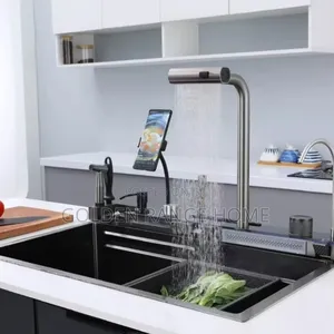 Digital Steel Kitchen Sink With Built-in Phone Holder
