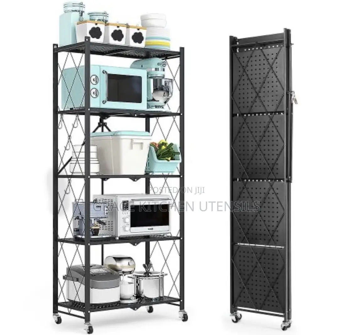 5-layer Folding Mobile Steel Shelving Unit