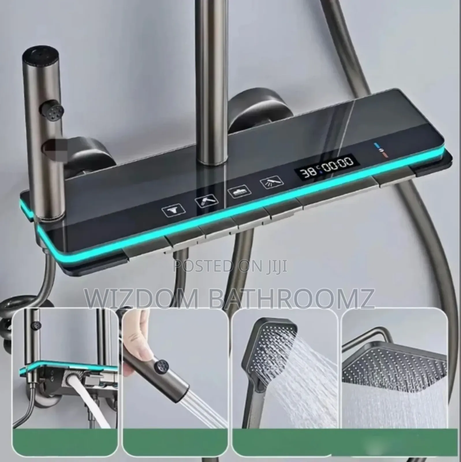 Led Shower Set With Temperature Display.