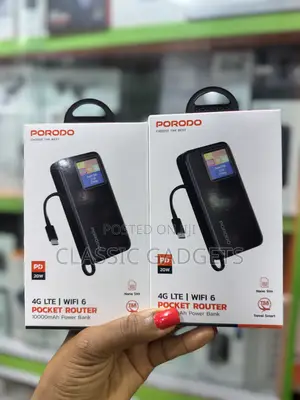 Porodo 4g Lte | Wifi 6 Pocket Router With 10000mah Power Bank