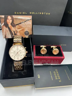 Daniel Wellington Dw Chronograph Watch + Full Box + Cufflinks as Seen