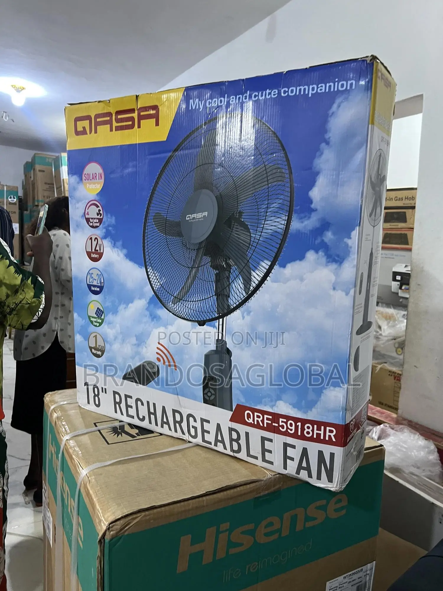 Qasa Standing Fan With Backup Battery System