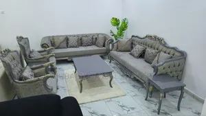 8 Seaters Royal Antique Sofa With Center Table and Side Stool Table