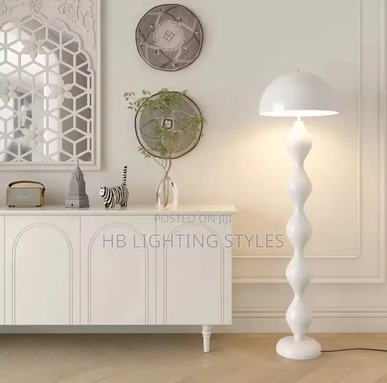 White Scandi Macaron Floor Lamp Creative Mushroom Lamp