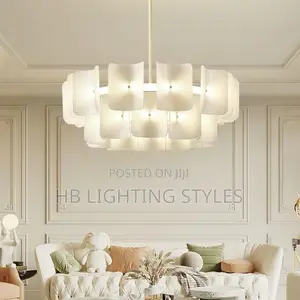 White Large Chandelier Minimalist Wabi Sabi Acrylic Lamp