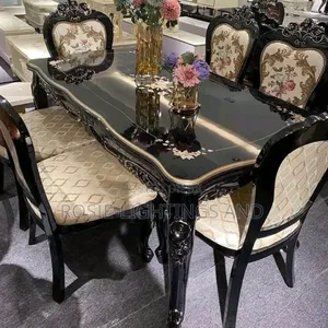 Royal Dinning Set of Table and 6 Chairs - Black