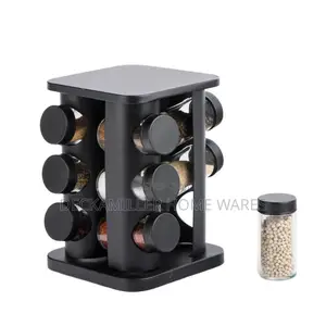 16 Jars Rotating Spice Rack Organizer Square Shape