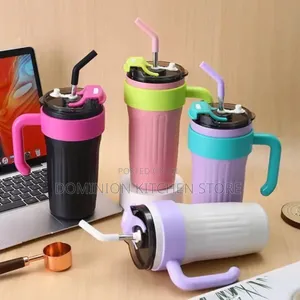 Double Wall Insulated Vacuum Water Bottle With Straw