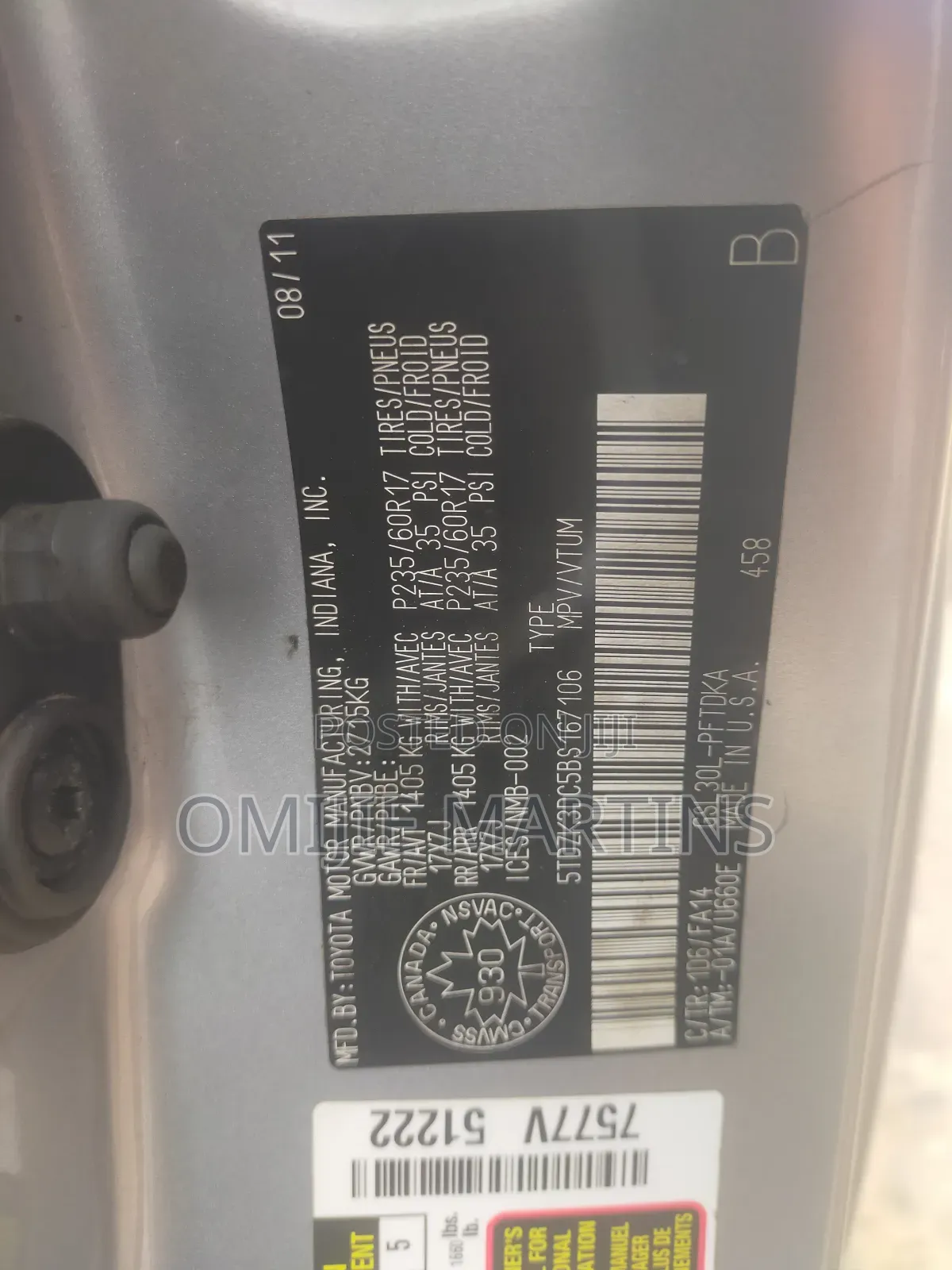 Toyota Sienna 2012 Silver