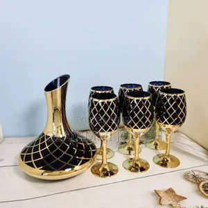 Luxury Gold Wine Decanter With Glass