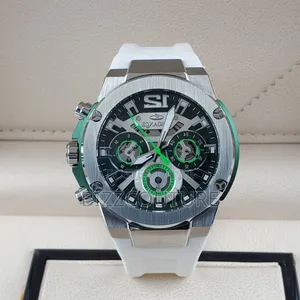 Original Elegance White Rubber Strap, Chronograph, Mechanical Watch
