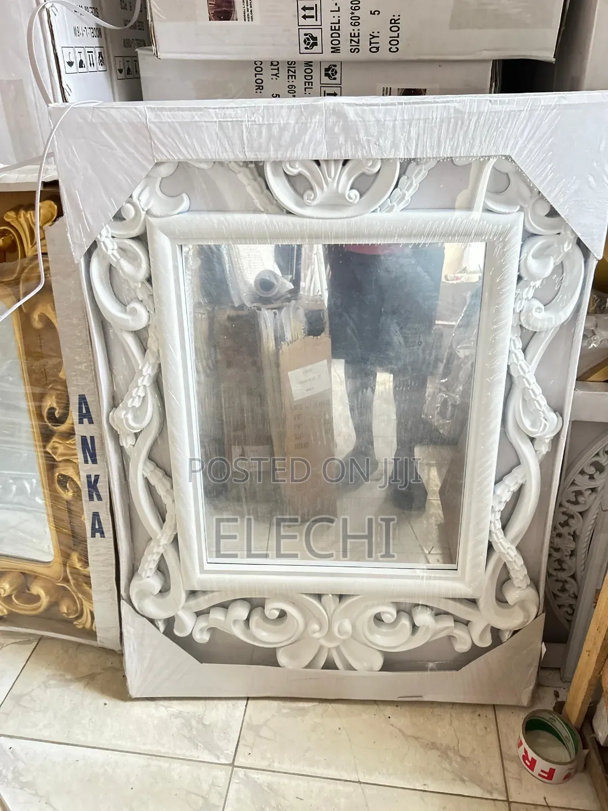 Big Bathroom White Frame Mirror