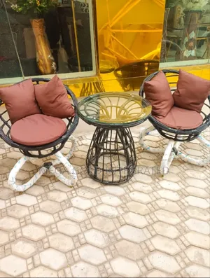 Modern Rattan Chairs With Glass Top Table
