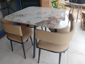 Import Marble 4 Seater Dining Room Table With Iron Legs