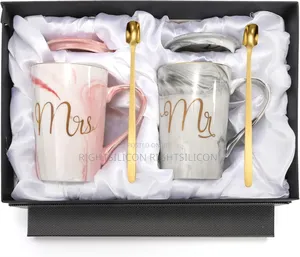 Usa Yesland 2 Pack Mr and Mrs Coffee Mugs Ceramic Marble Cups Gift
