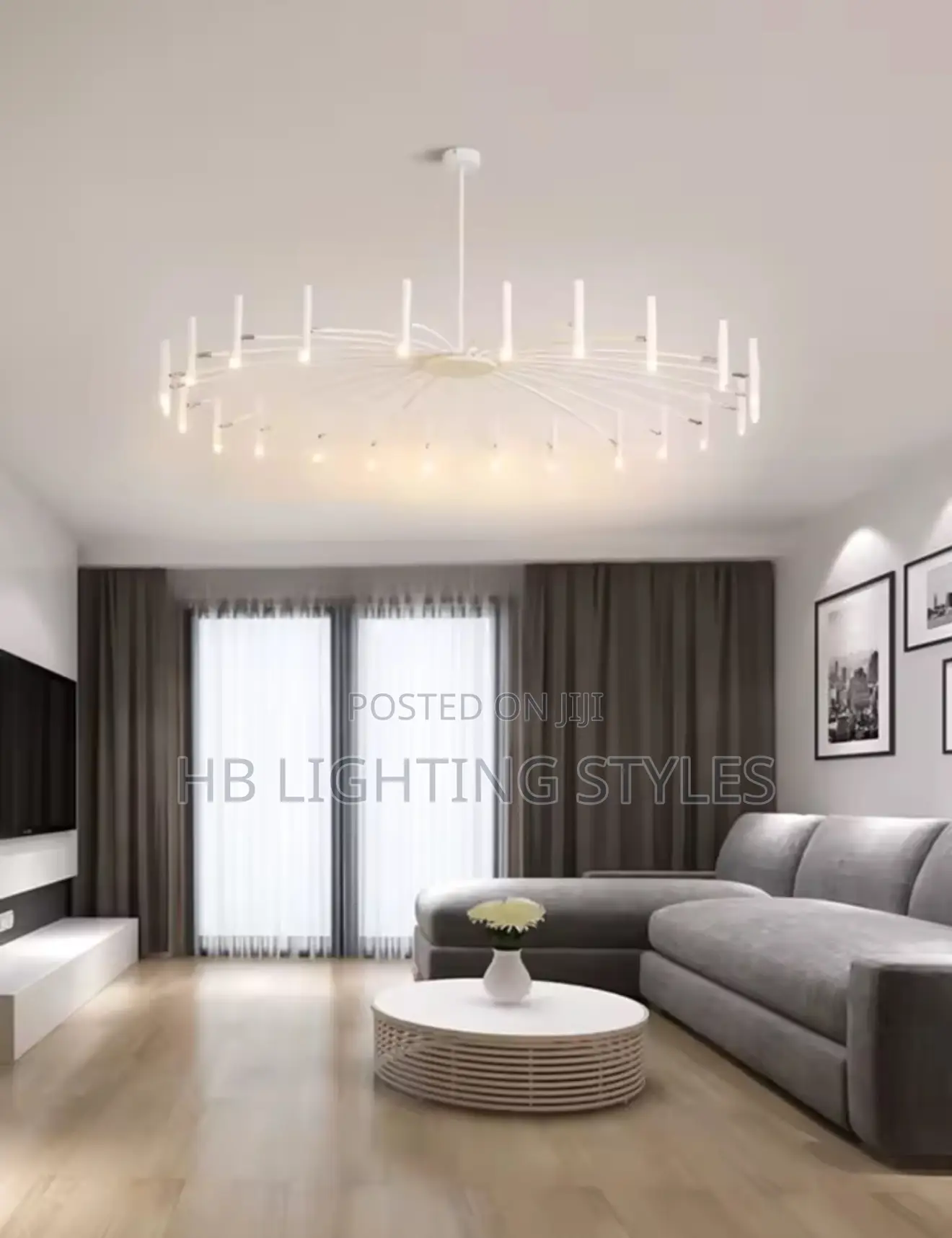 White Minimalist Ceiling Chandelier