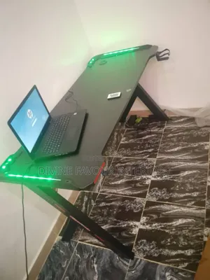 Office Table With Led Lights - Black