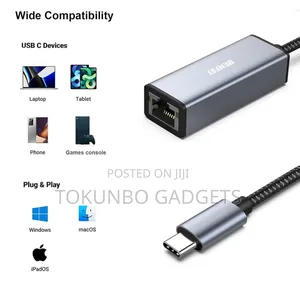 Benfei Usb C to Ethernet Adapter,Type-C (Thunderbolt 3)To Rj45 Gigabit