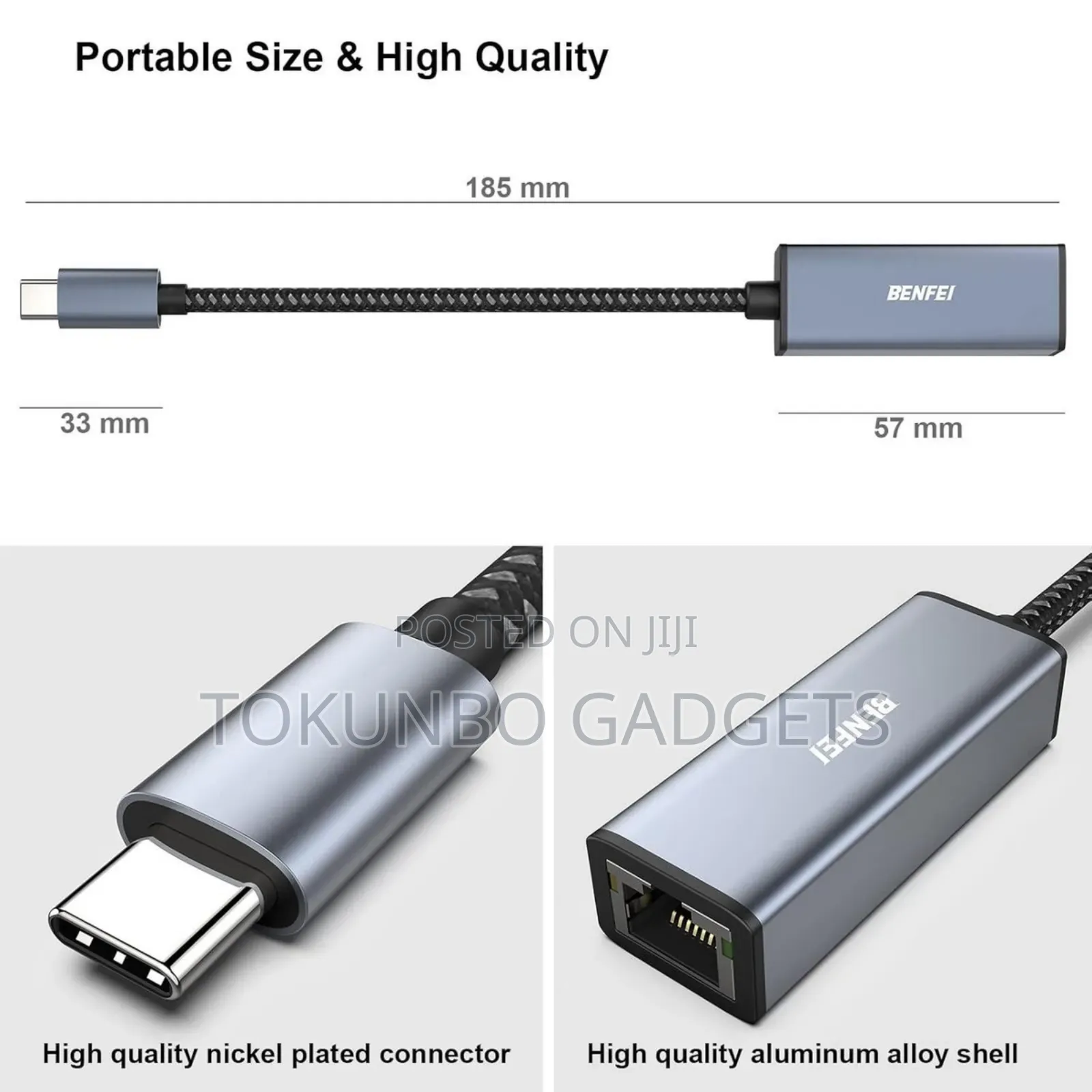 Benfei Usb C to Ethernet Adapter,Type-C (Thunderbolt 3)To Rj45 Gigabit