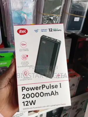 Itel Power Bank 20000mah 12w,3a Type-C Cable Included