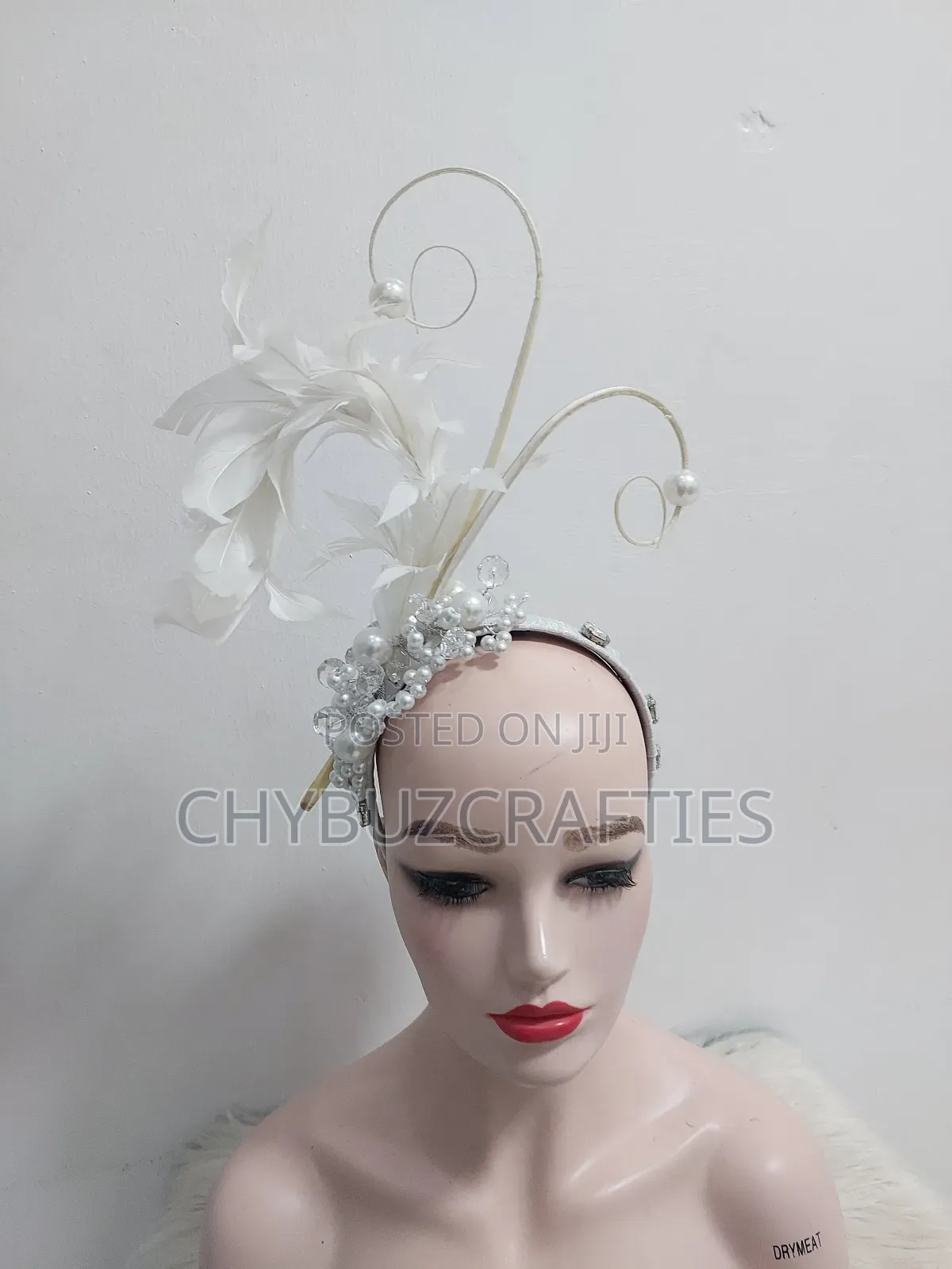 White Beaded Facinator