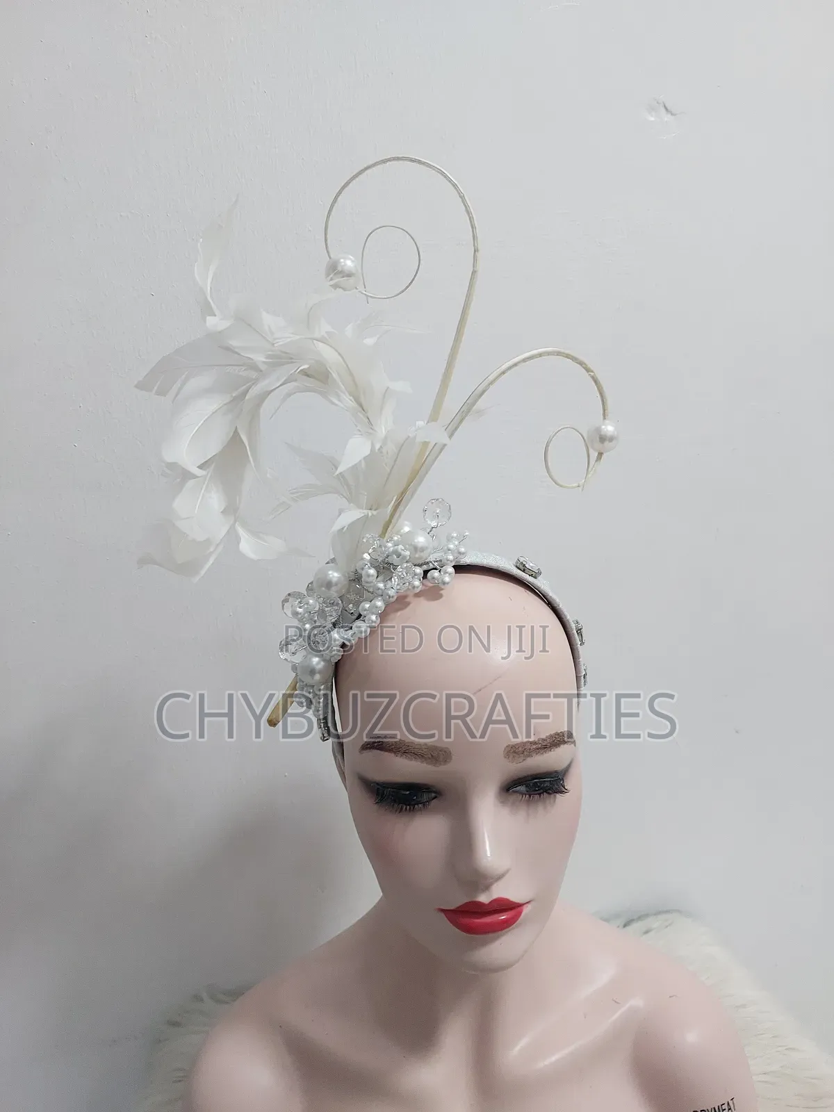 White Beaded Facinator