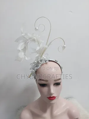 White Beaded Facinator
