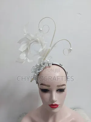 White Beaded Facinator