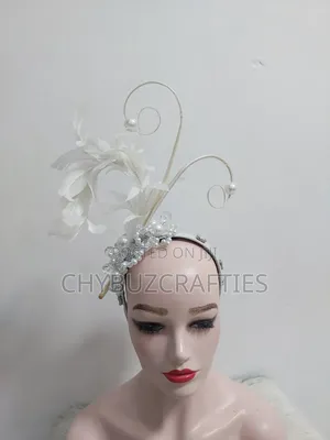 White Beaded Facinator