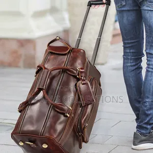 Mens Leather Traveling Trolley Bags