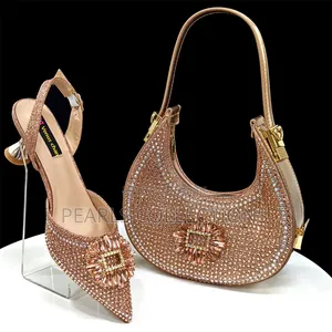 Wedding Shoe and Bag Set Gold Color
