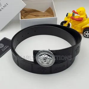 Silver and Gold Buckle Versace Leather Belt