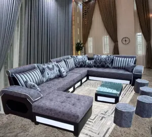 Beautiful Set of U-Shaped Couch . 9 Seaters Sofa With Table and Stools