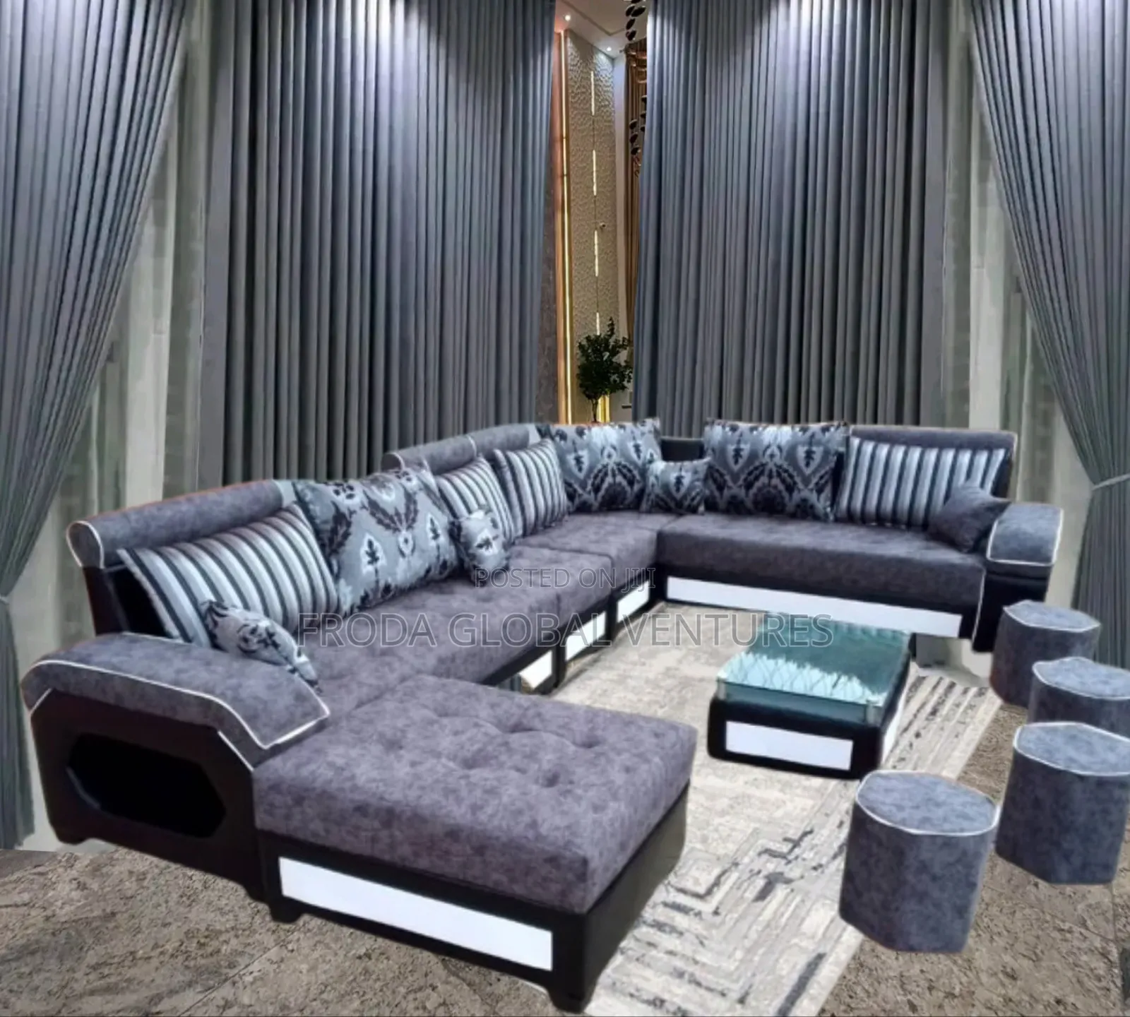 Beautifully Made U-Shape Sofa Chairs. 9seaters Couch,Table,Stools