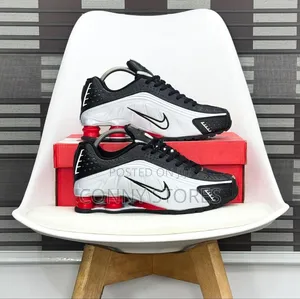 Premium Nike Shox R4 “Black Metallic Silver Red”
