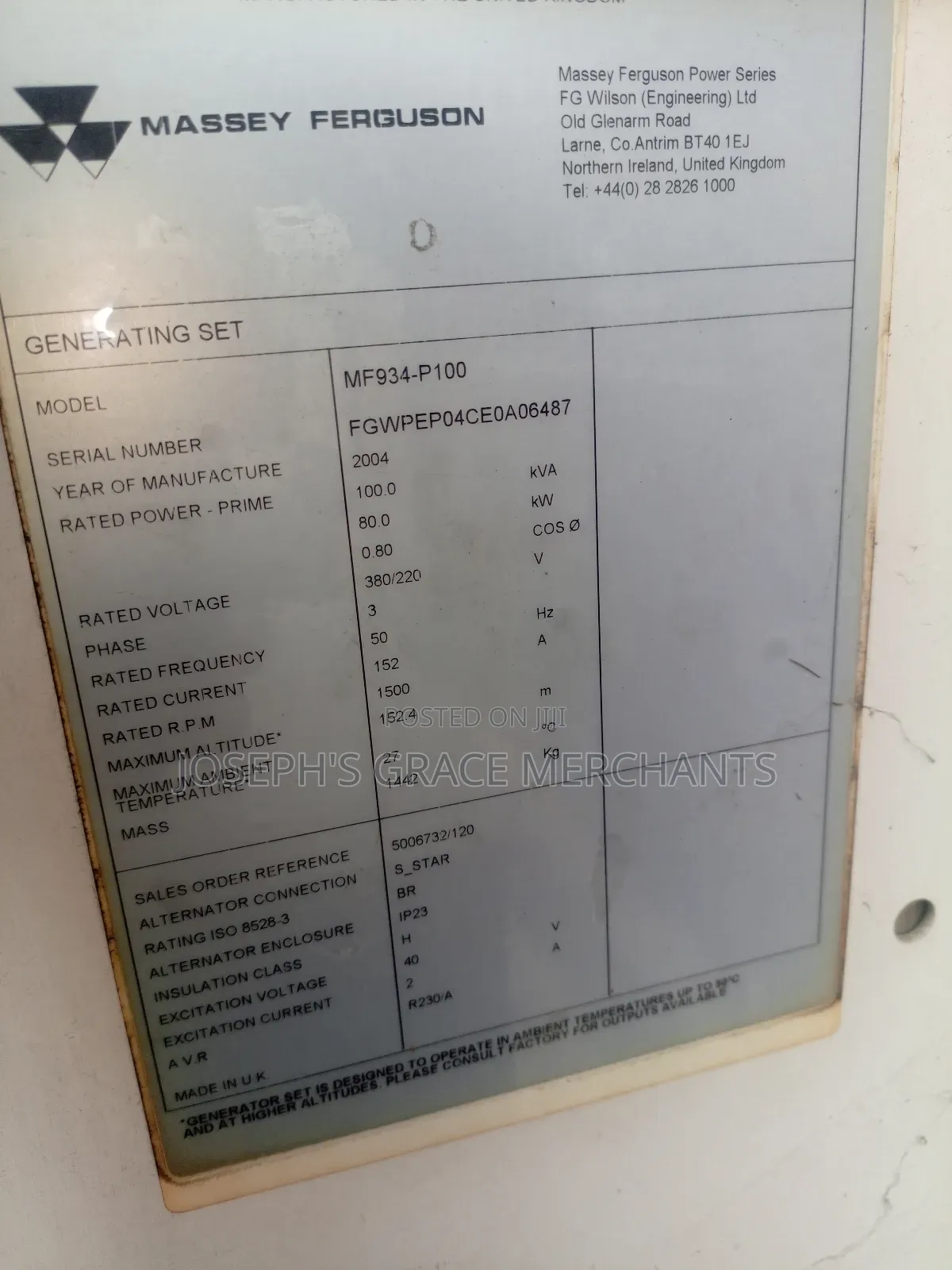 100kva Perkins Basic Generator 1000 (Series) Uk🇬🇧 Manual