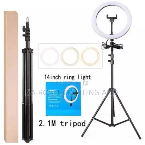 14 Inches Ring Light + Phone Stand + Tripod Stand