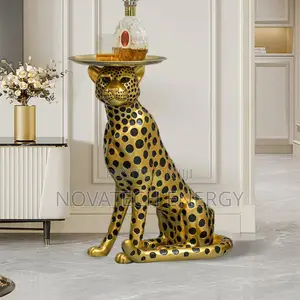 Luxury Gold Leopard Sculpture for Side Stool