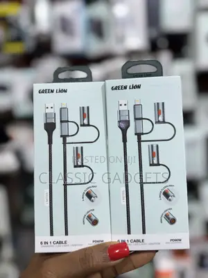 Green Lion 6 in 1 Cable With 2 Mode Flashlight / Pd 60w - Black