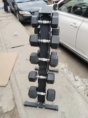 Complete Hexagon Dumbbell Set With Storage Dumbbell Rack