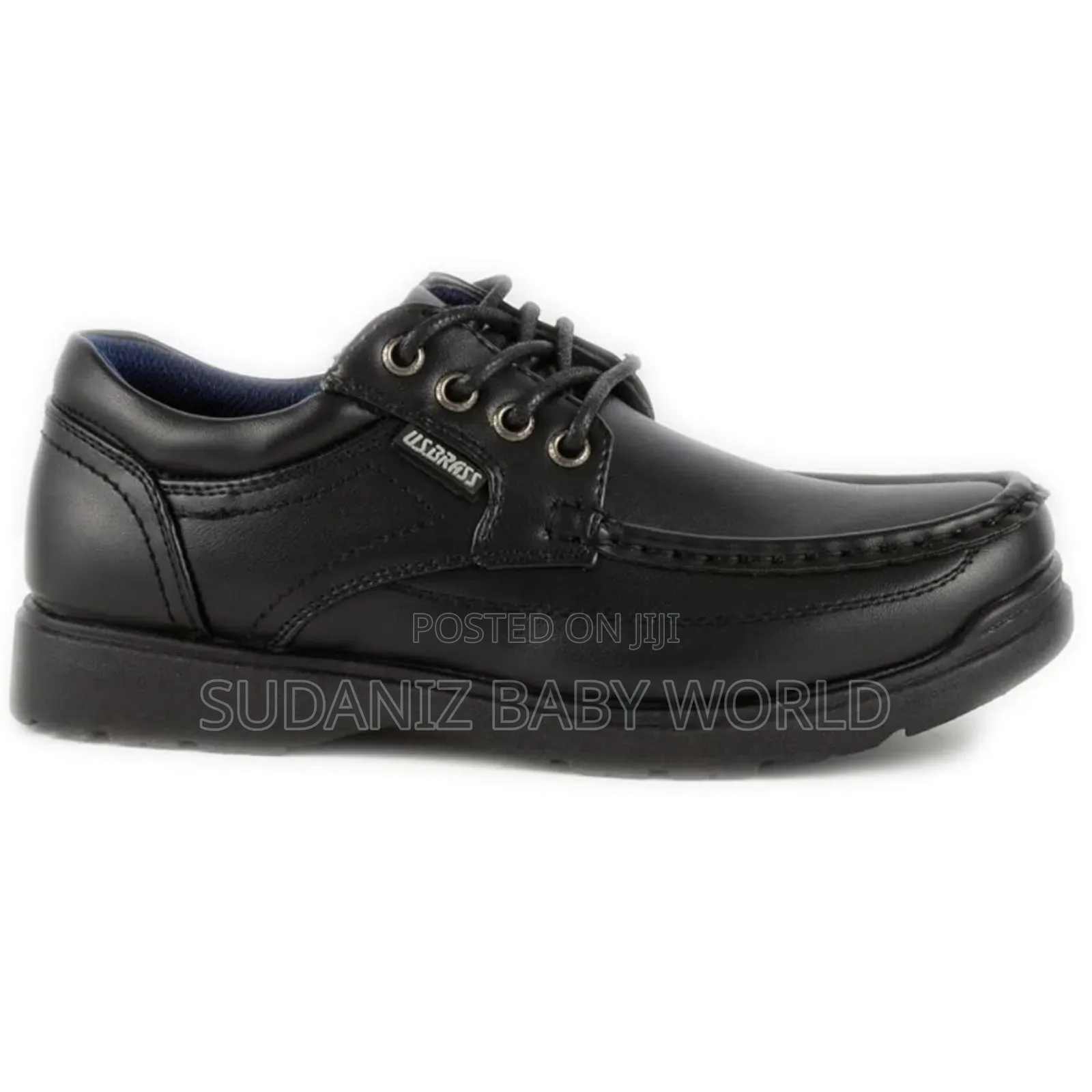 Us Brass Boys Black Microfresh Lace Up Shoe - Black. Size ,44,45
