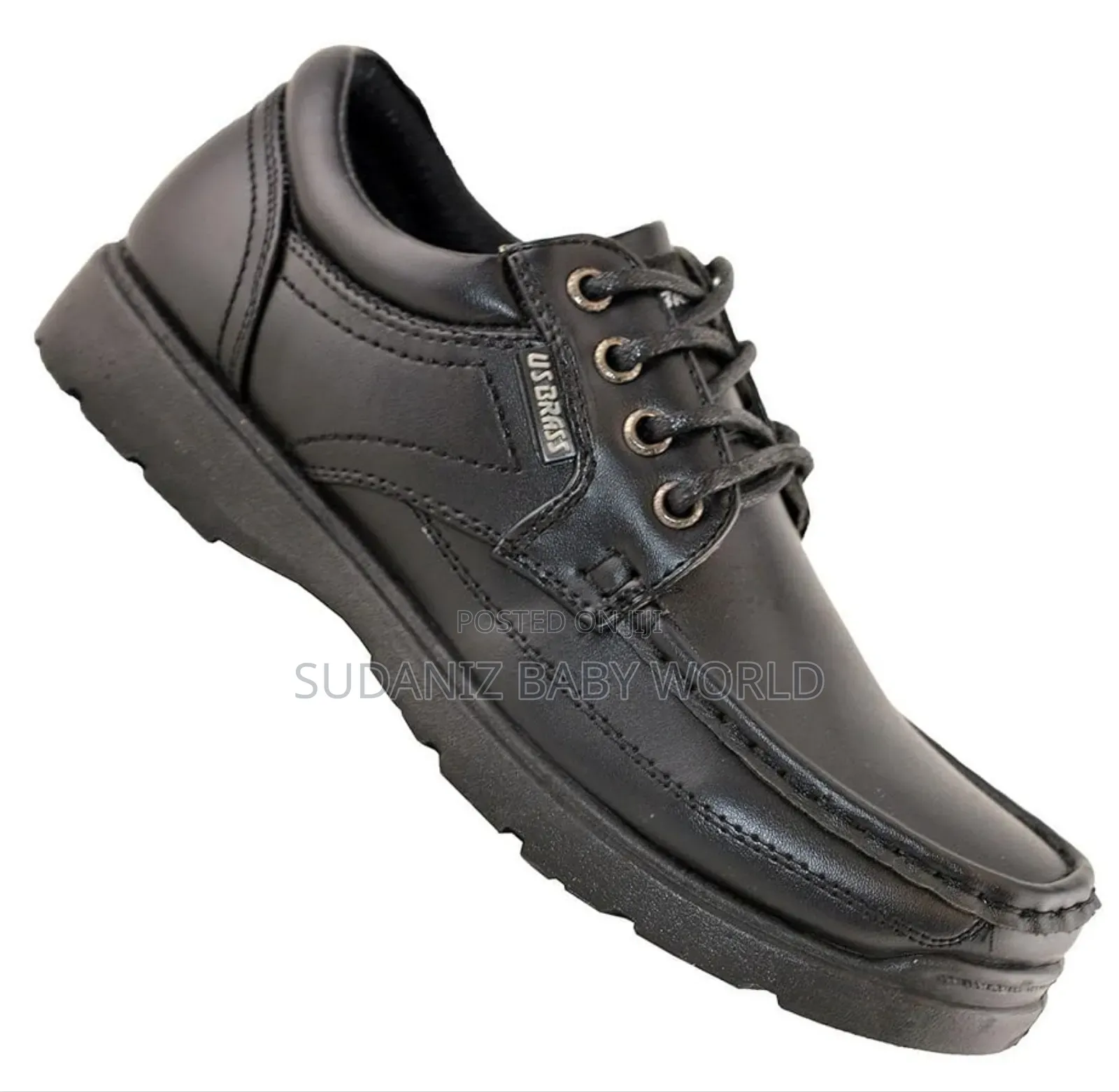 Us Brass Boys Black Microfresh Lace Up Shoe - Black. Size ,44,45