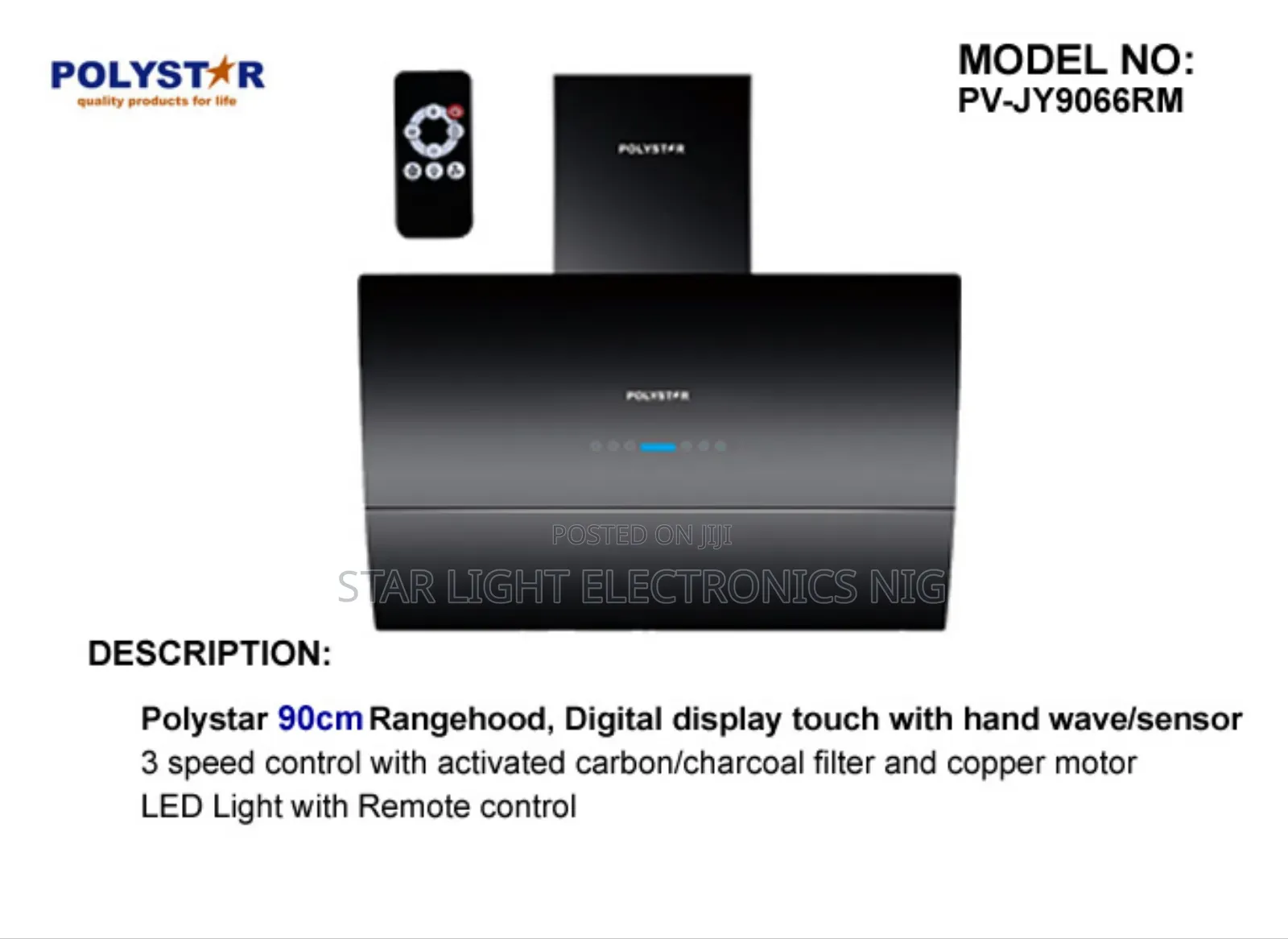 90 Cm Range Hood With Remote Control