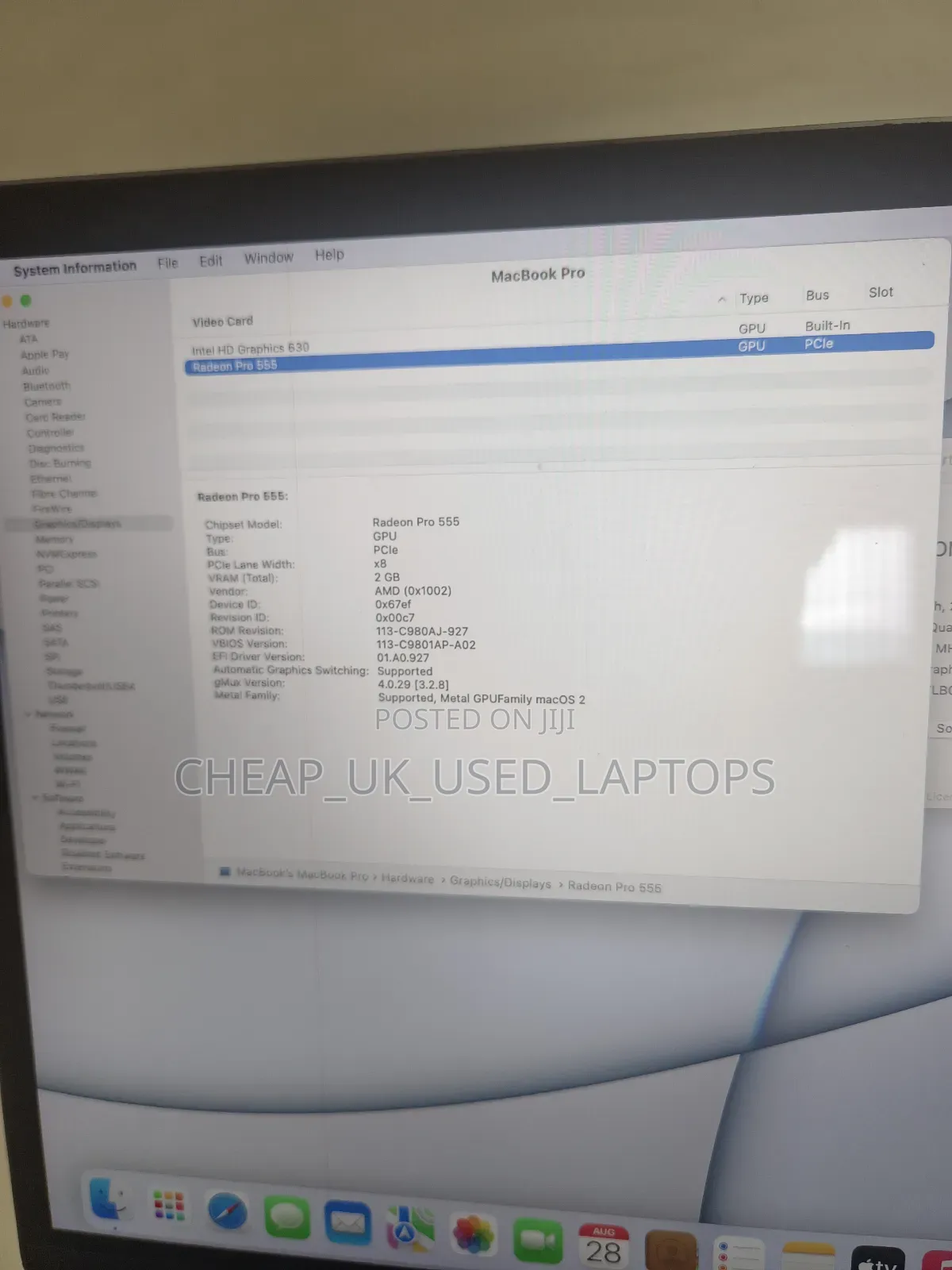 Laptop Apple MacBook Pro 2017 16GB Intel Core I7 SSD 256GB