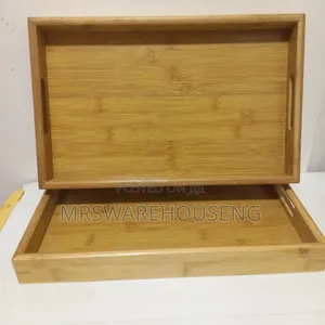 2pcs Bamboo Serving Tray With Handles
